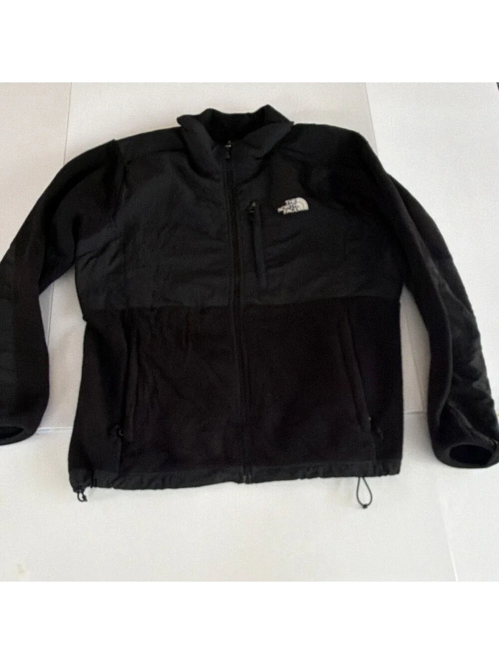 The North Face Men's Black Solid Full Zip Logo Jacket Pockets Stand-Up Size L